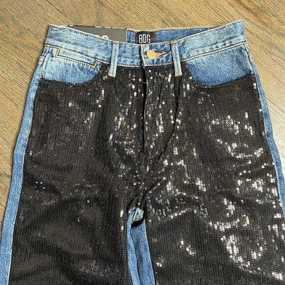 Bdg urban Outfitters High + Wide High Rise Sequin Embellished Denim Jeans - Picture 3 of 10